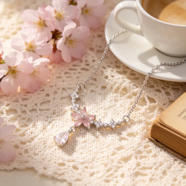 Peach Waterdrop Pendant Necklace