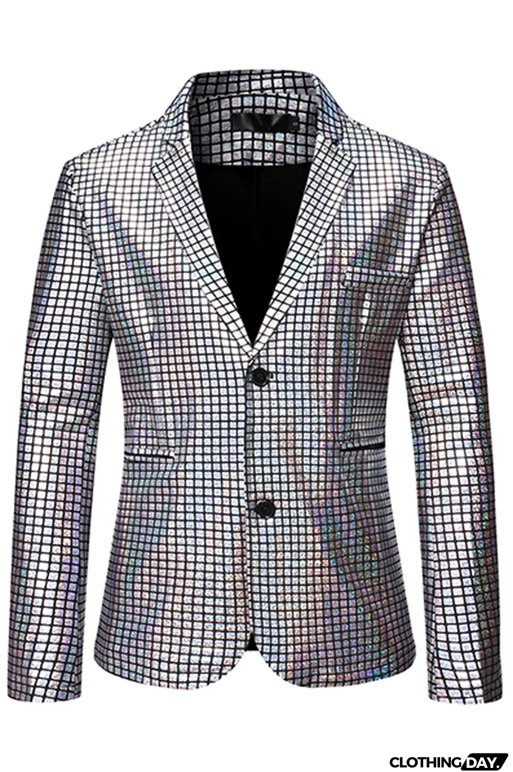 Gold Fashion Street Plaid Bronzing Split Joint Buckle Turn-back Collar Outerwear