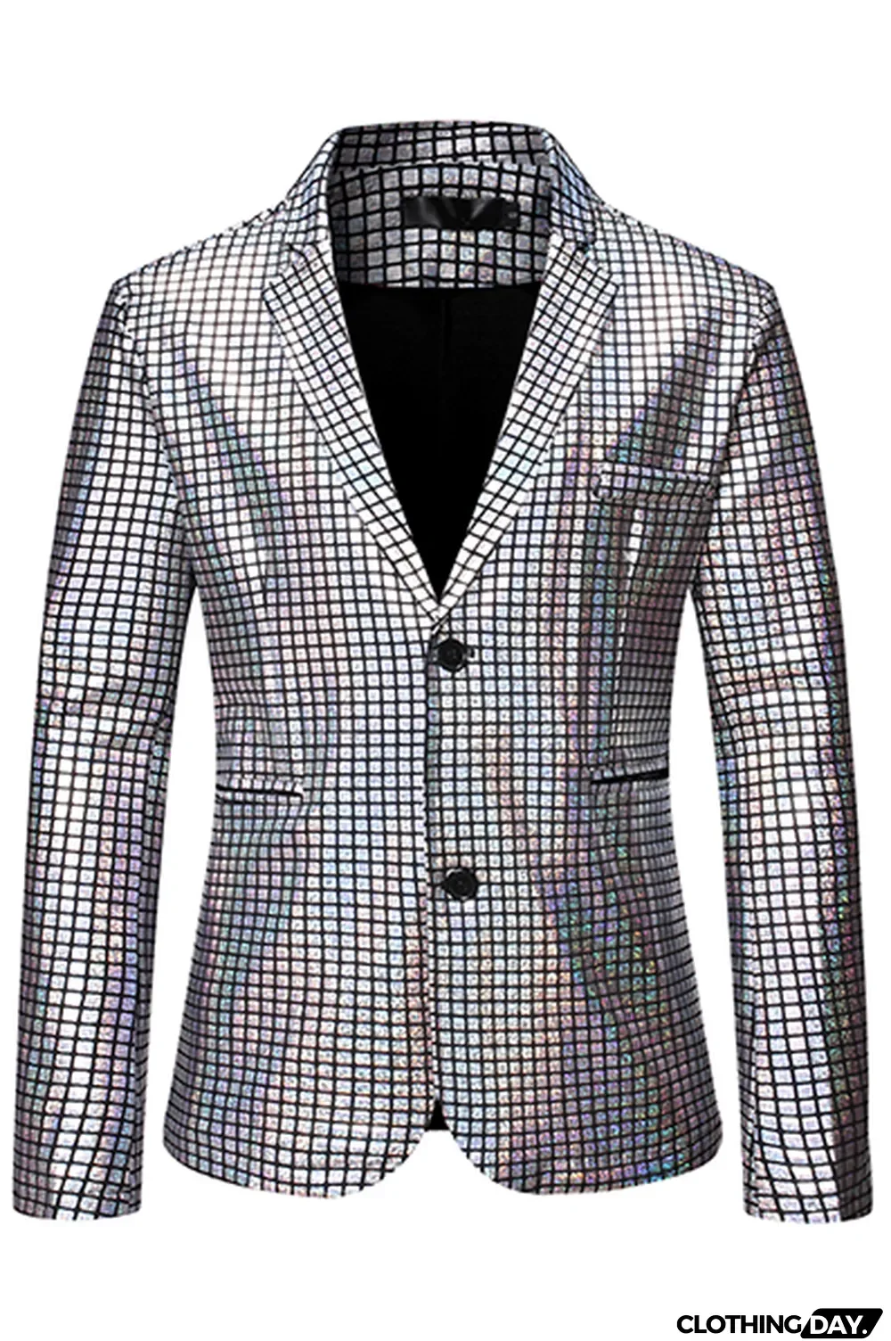 Gold Fashion Street Plaid Bronzing Split Joint Buckle Turn-back Collar Outerwear