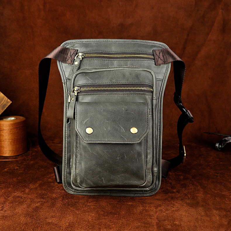 Original Leather Men Design Casual Messenger Shoulder Sling Bag Fashion Multifunction Waist Belt Pack Drop Leg Bag Pouch