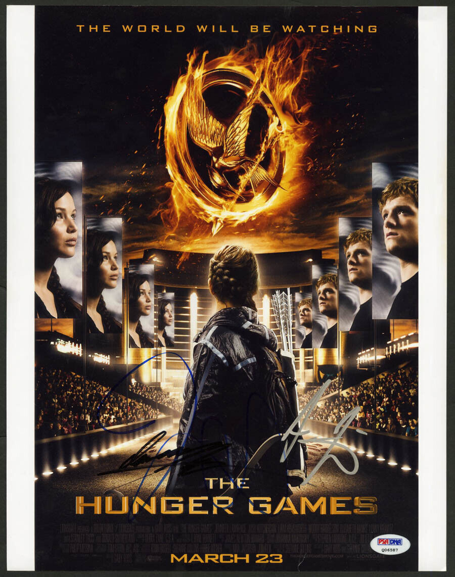 THE HUNGER GAMES SIGNED 11x14 Photo Poster painting Jennifer Lawrence Liam Hemsworth PSA/DNA