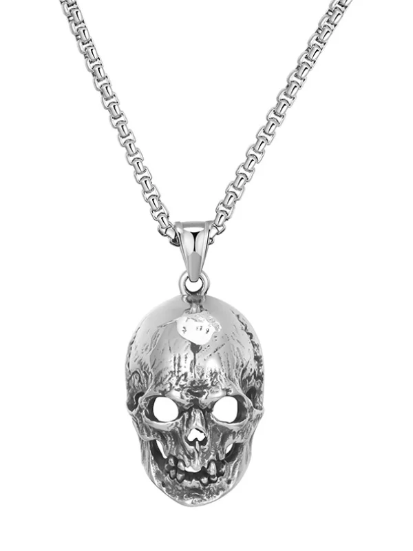 Goth Fashion Skull-print Necklace For Men-mysite