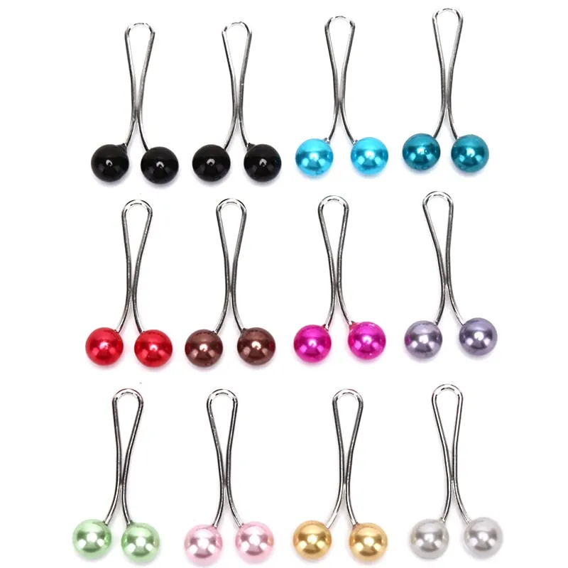 12pcs Lady Muslim Scarf Hijab Clips Pearl Scarf Brooch Pin Shawl Scarf Head Scarf Holder