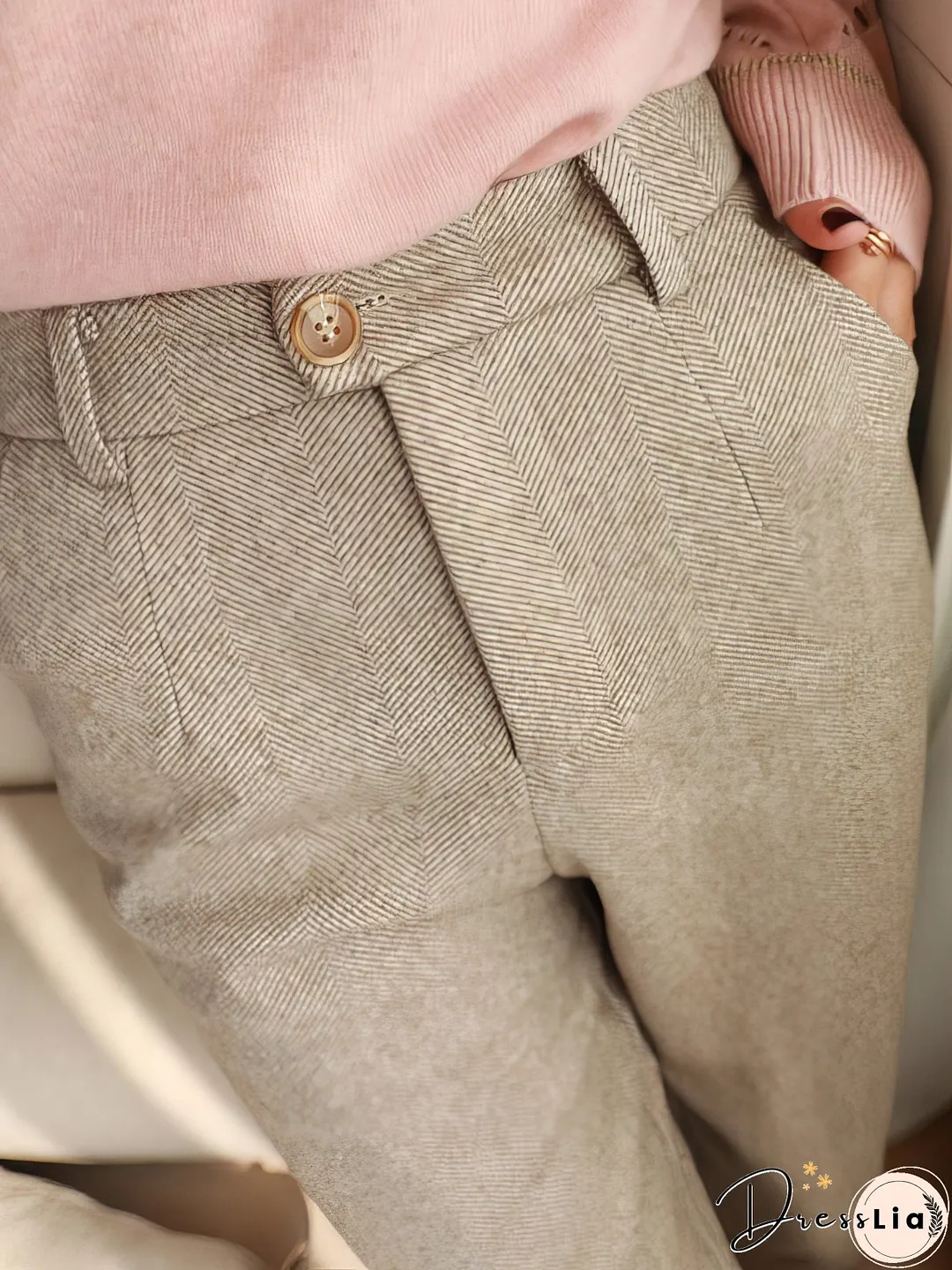 High Waist Pocket Wool Harem Pants