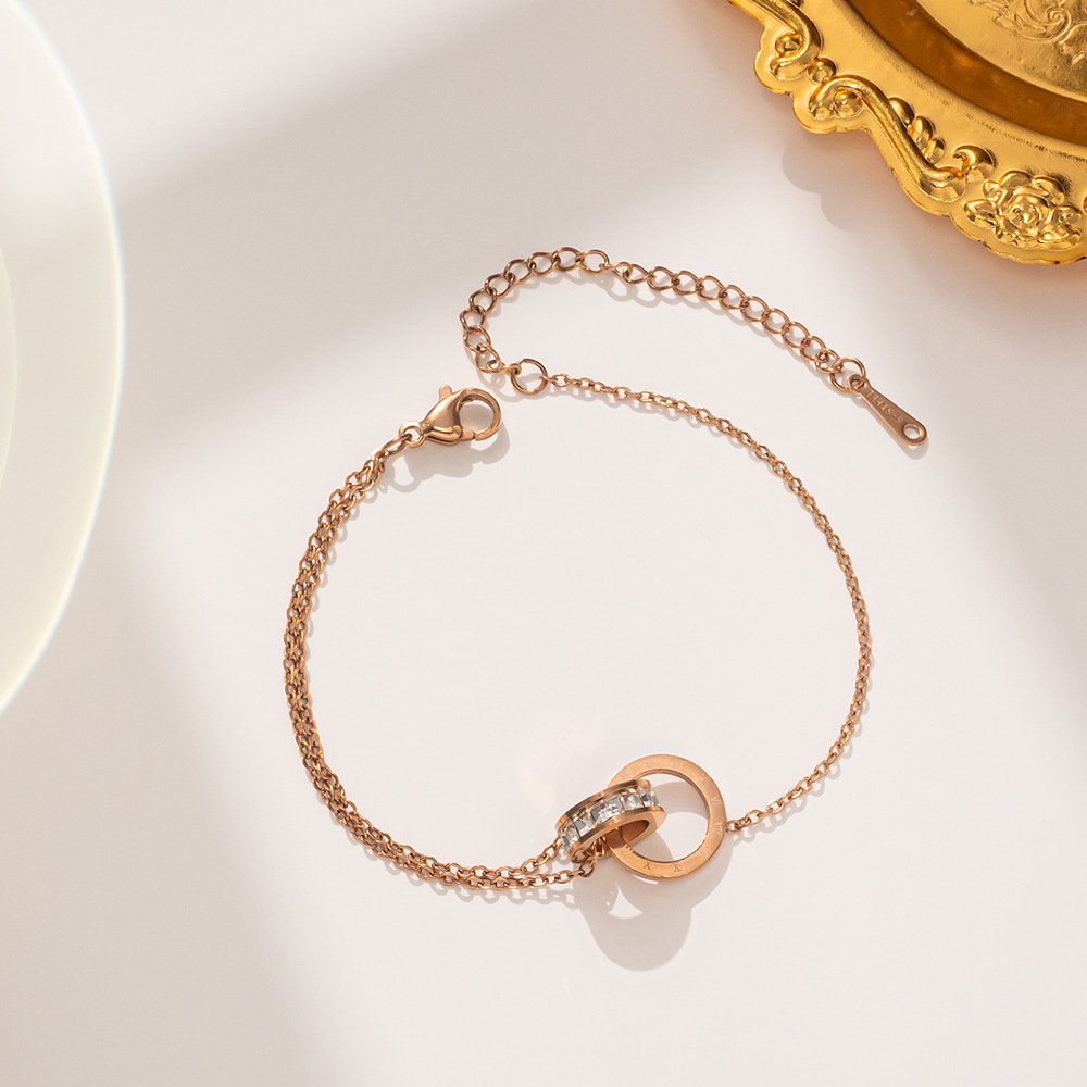 Mature Women Roman Digital Double Ring Buckle Bracelet