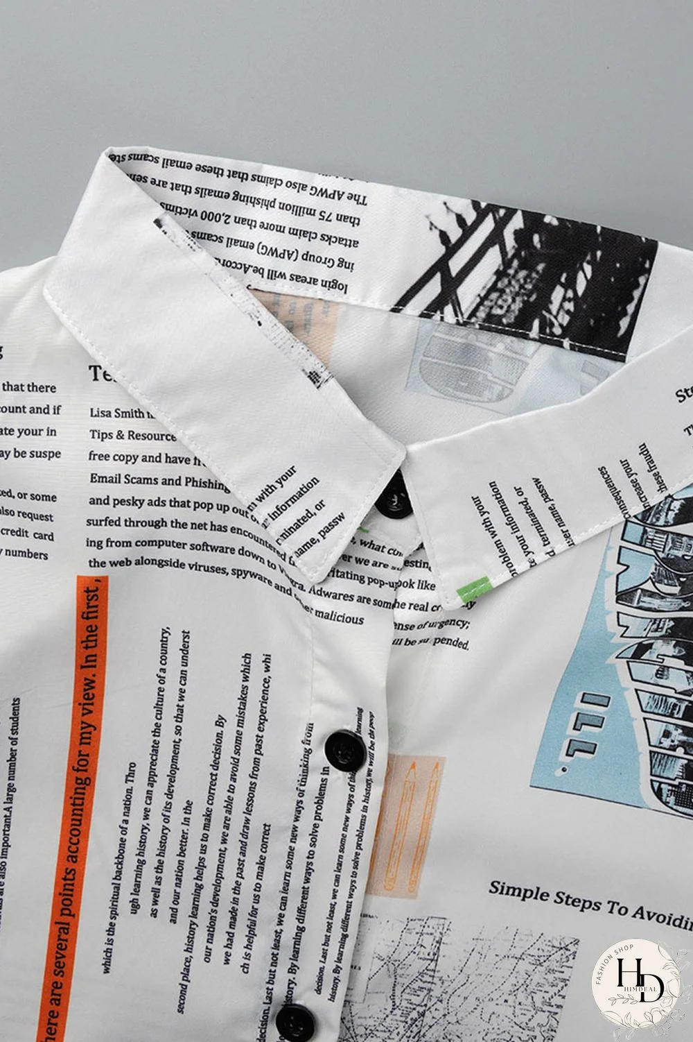 Black Pink Casual Print Patchwork Slit Turndown Collar Tops