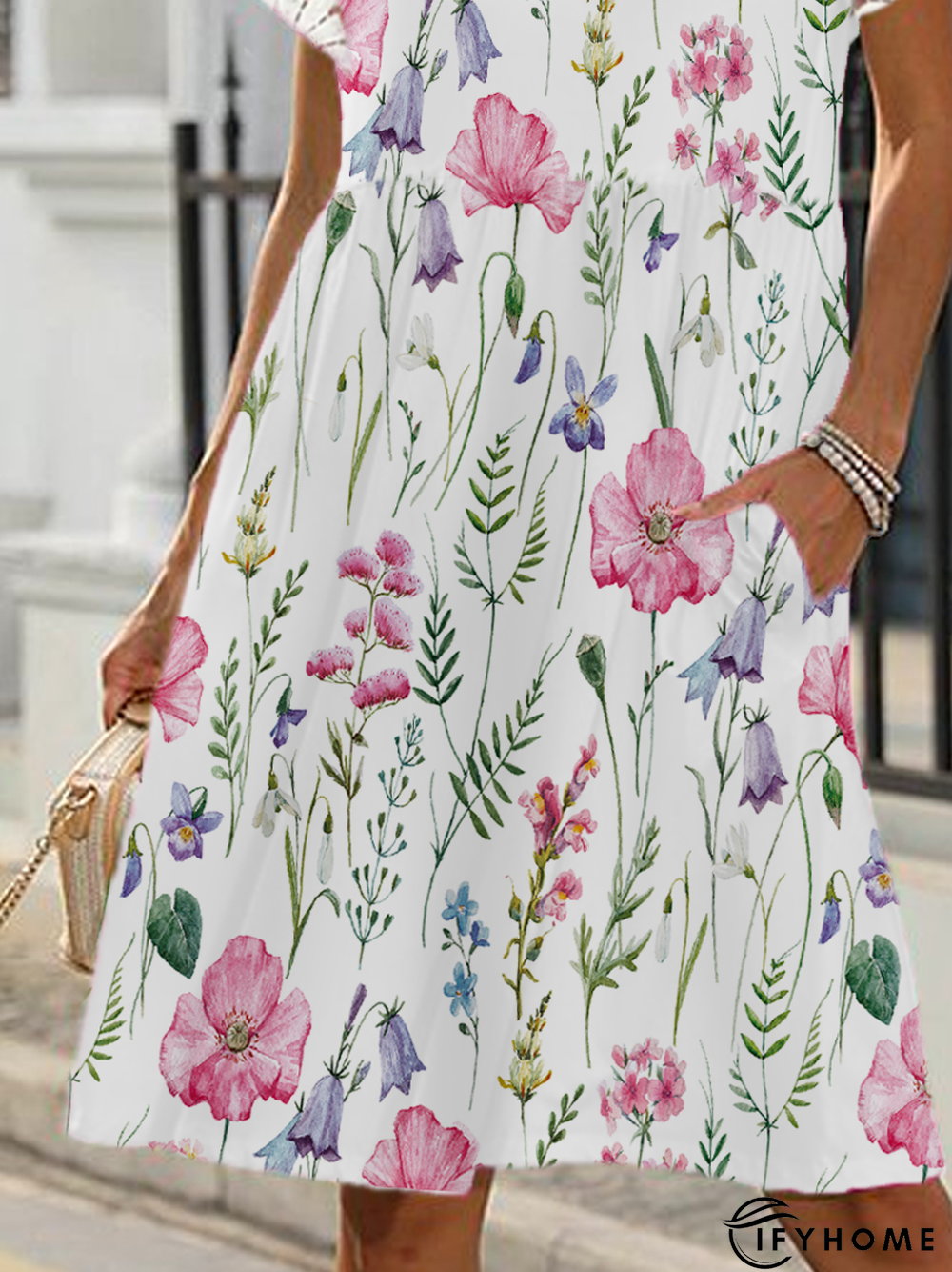 Floral Boho Crew Neck Dress | IFYHOME