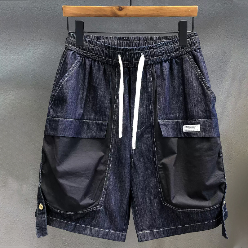 Men's Washed Denim Cargo Shorts