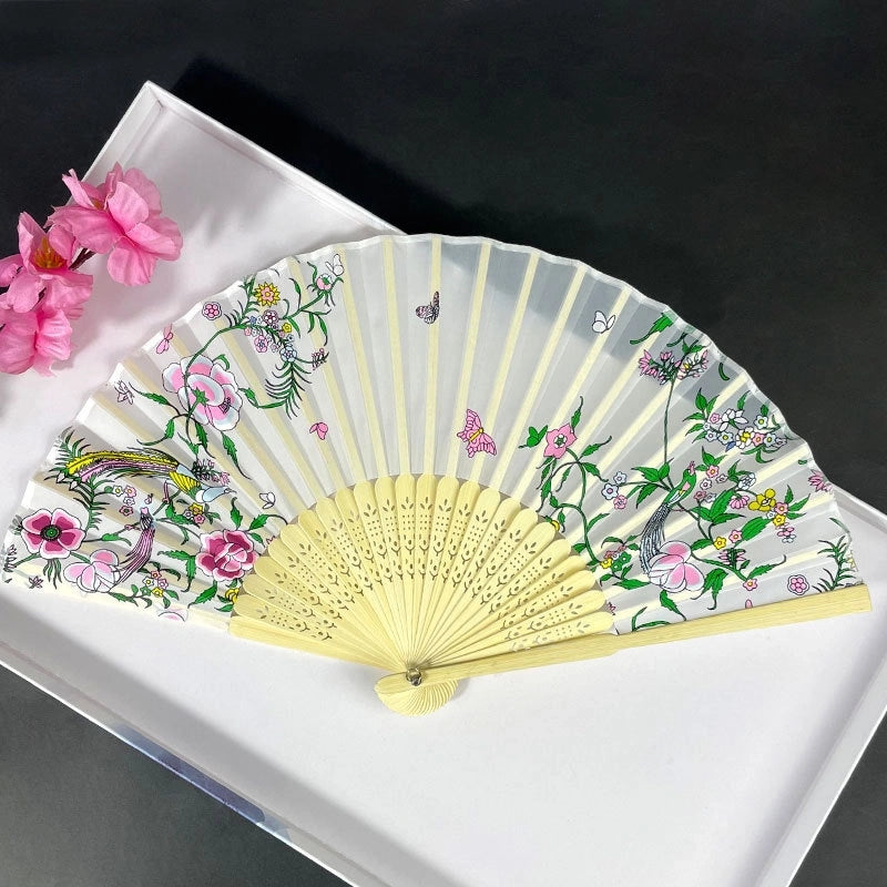 3 Pieces Ancient Style Folding Fan Female Classical Tassel Silk Fan Chinese Style Small Fan Portable Dance Craft National Fashion Fan Student Fan