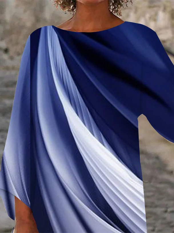 Women Half Sleeve V-neck Solid Color Dress