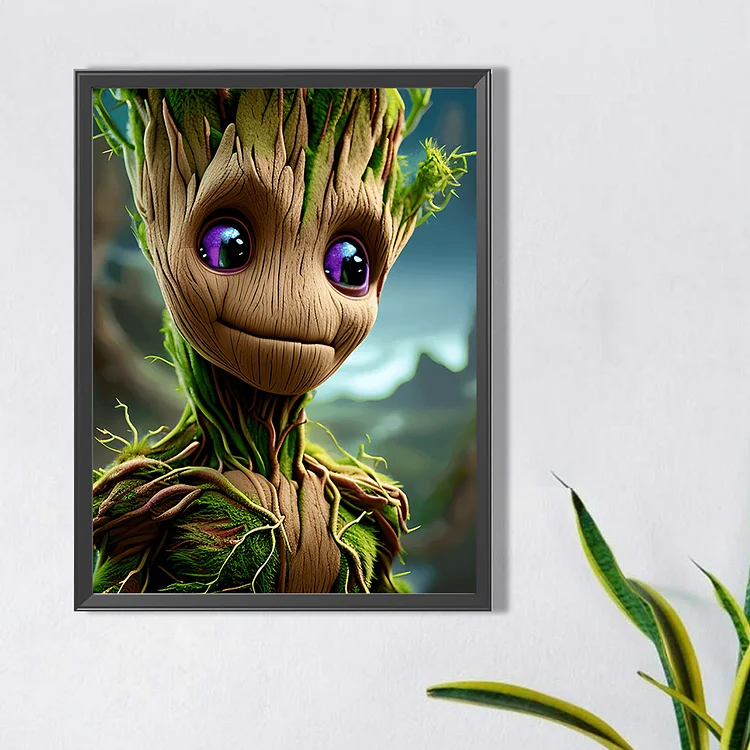 Diamond Painting Kits for Kids,DIY 5D Round Full Drill Cross Stitch Crystal  Rhinestone Embroidery,Paint by Number The Groot Child Headshot,Home Wall