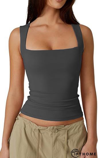 Solid Cotton-Blend Casual Sleeveless Tank & Cami | IFYHOME