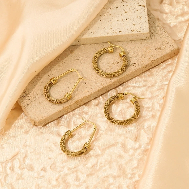 1 Pair Commute Circle Plating 304 Stainless Steel Earrings