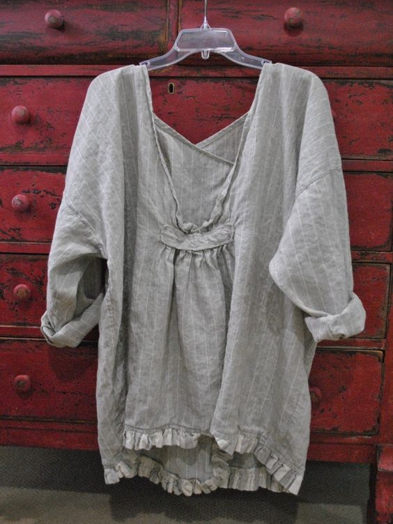 Womens Linen Solid Color Square Collar Casual Tee