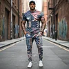 Men's 250th Blend USA Flag Print Jogger Pants With Elastic Waistband And Drawstring by Inlyline