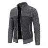 Men's Thickened Casual Fleece Loose Stand Collar Knit Cardigan Sweater Jacket Coat