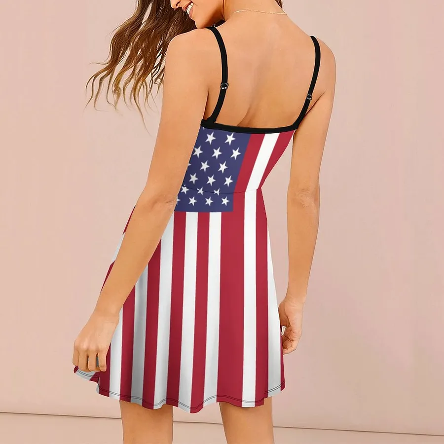 knee length dresses for ladies Sequin American Flag Theme Dress by BiBi – Krush Kandy