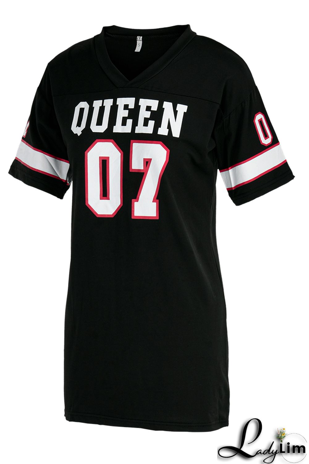 Black Fashion Casual Print Split Joint V Neck Short Sleeve Dress