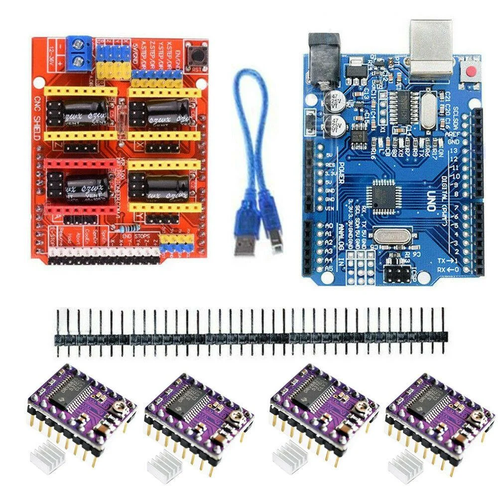 UNO R3 Board for Arduino Compatible + CNC V3 Shield + 4x DRV8825 Driver