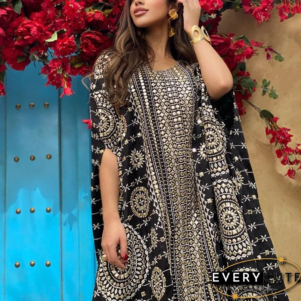 Serried Pattern Loose Kaftan