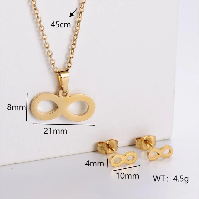 Minimalist Classic Style Infinity Dollars Butterfly 304 Stainless Steel Jewelry Set