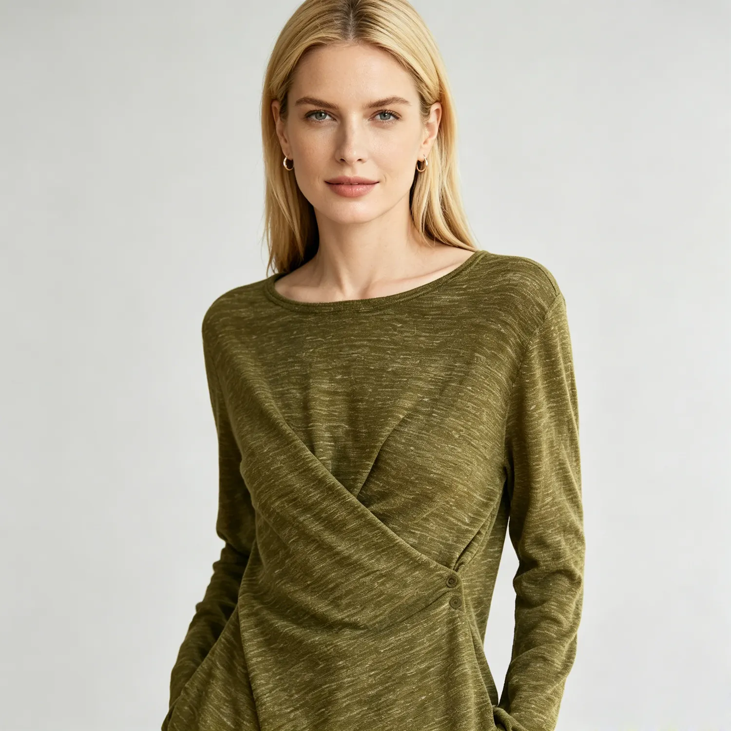 Linen Knit Top Cross V Neck Early Autumn Casual REAL SILK LIFE