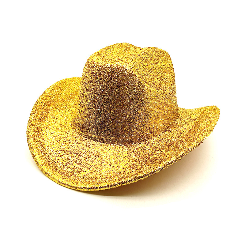 Gold Silk Cowboy Hat Irish Festival Woolen Men's And Women's Party Decorative Festival Hat