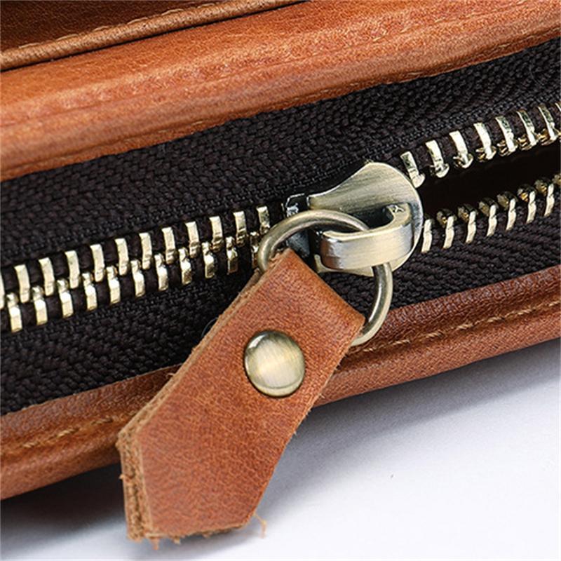 Vintage Leather Business Large-Capacity Clutch