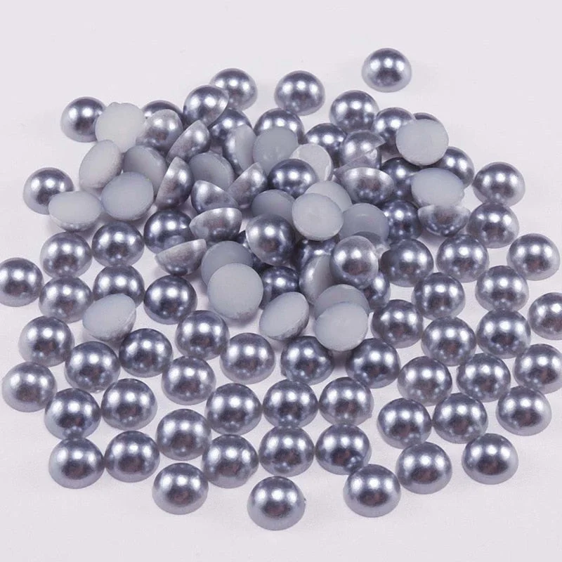 New Pattern 2MM/3MM/4MM/5MM/6MM/8MM ABS Imitation Pearls Colour Half Round Flatback Beads Nail Art DIY Decoration Makeup Tools