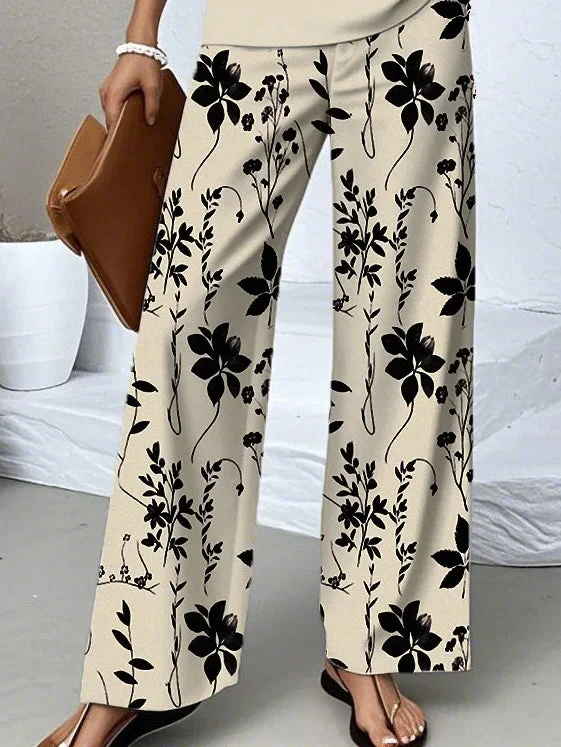 Women's Sleeveless Square Collar Floral Printed Casual Set