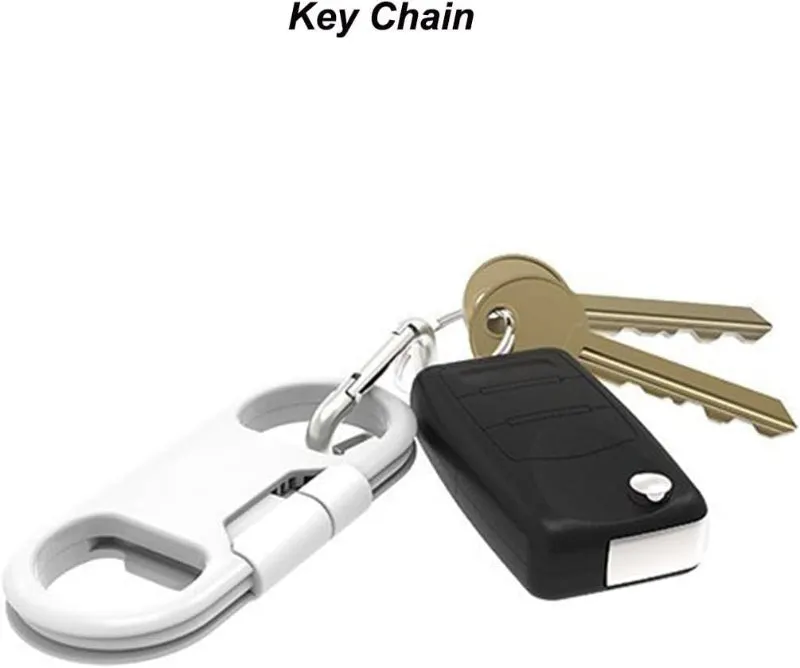 Portable Multifunction Keychain with Lightning Cable, Bottle Opener, and Carabiner