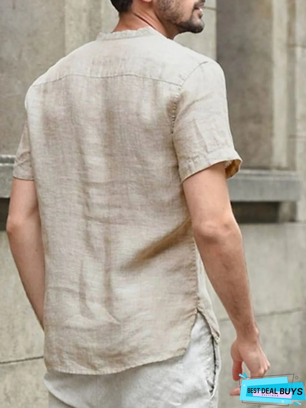 Men's T-Shirt Solid Colored Short Sleeve Daily Tops Cotton Basic Streetwear V Neck Gray Green White / Work Linen