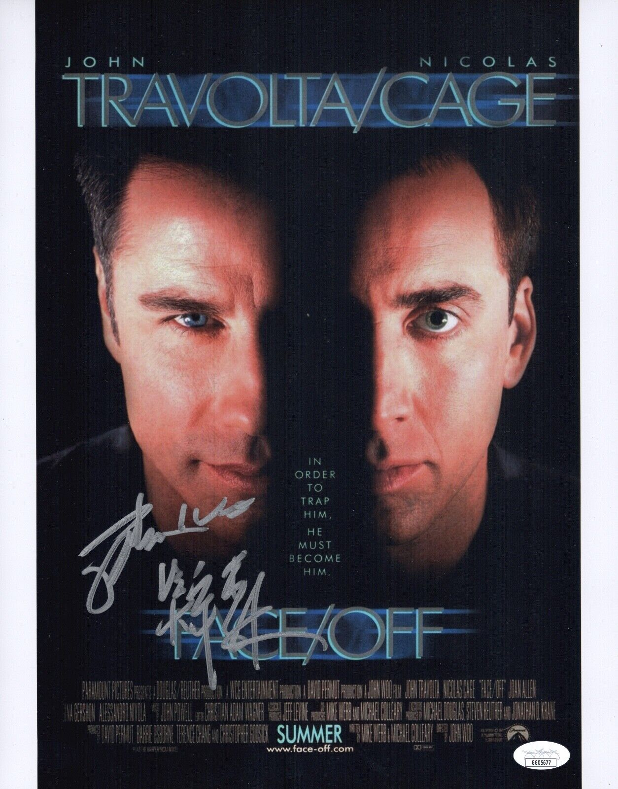 JOHN WOO Signed FACE-OFF 11x14 Photo Poster painting In Person Autograph JSA COA