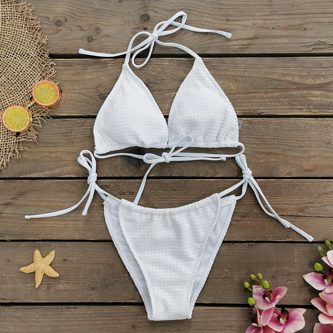 Uveng Solid Color Strap Sexy Three-Point Bikini Three-Piece Set Split Swimsuit Woman 2025 New Bikini