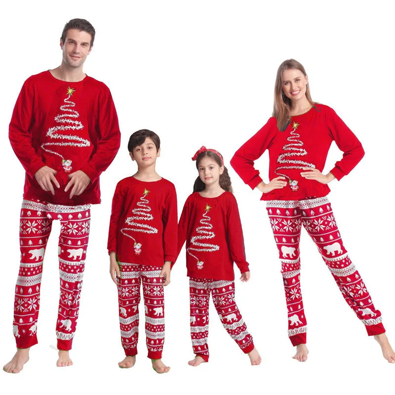 Christmas Family Two Tone Tree Print Pajamas