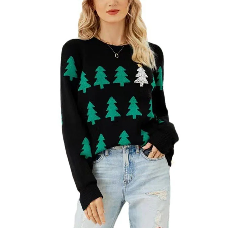 Athvotar Athvotar Christmas Tree Jackup Christmas Sweater Women's Casual Jack T-Shirt