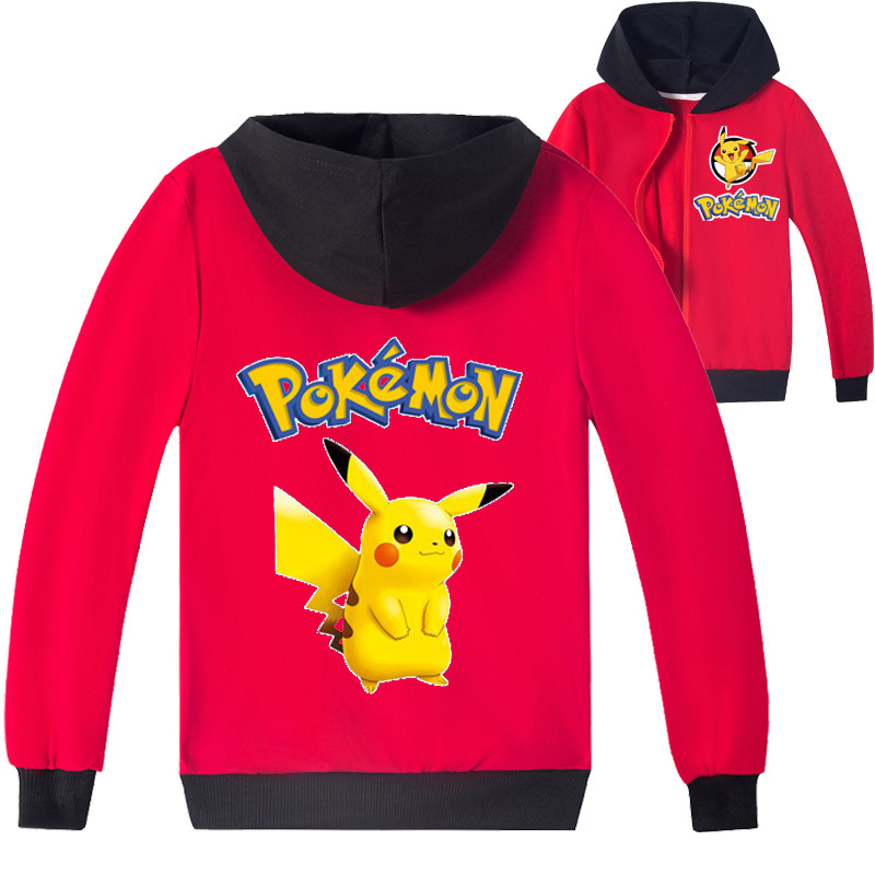 Mayoulove Pikachu Pattern Zipper Jacket | Cute and Comfortable Jacket for Kids | Perfect for Fans of Pikachu | Boys and Girls Aged 3-10 Years Old-Mayoulove