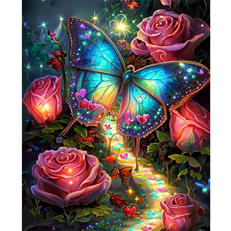 【Huacan Brand】Fantasy Forest Butterflies And Roses 11CT Stamped Cross Stitch 40*50CM