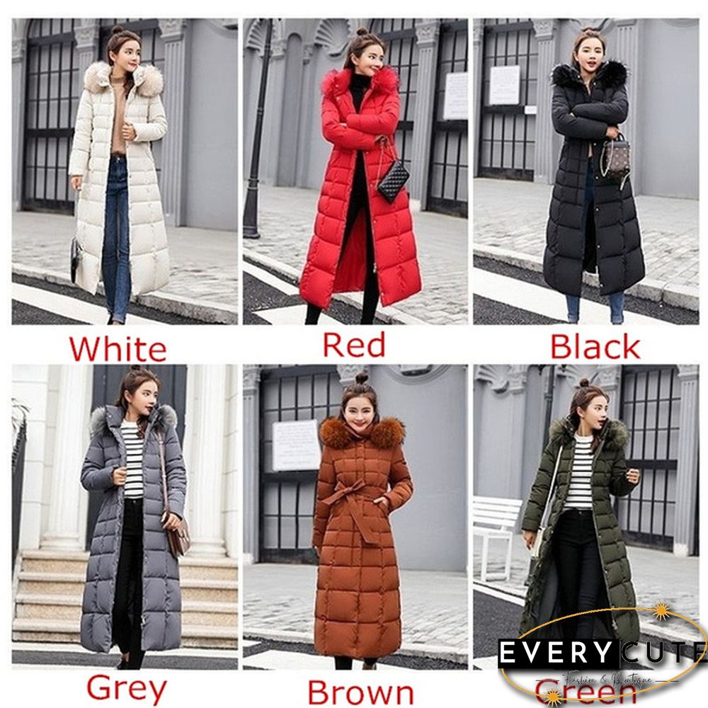 Womens Winter Fashion Coats Parkas Jackets Casual Hooded Down Mid-Length Removable Fur