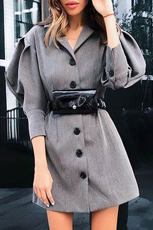 Puff Sleeves Buttoned Blazer Dress - Shop Trendy Women's Clothing | LoverChic