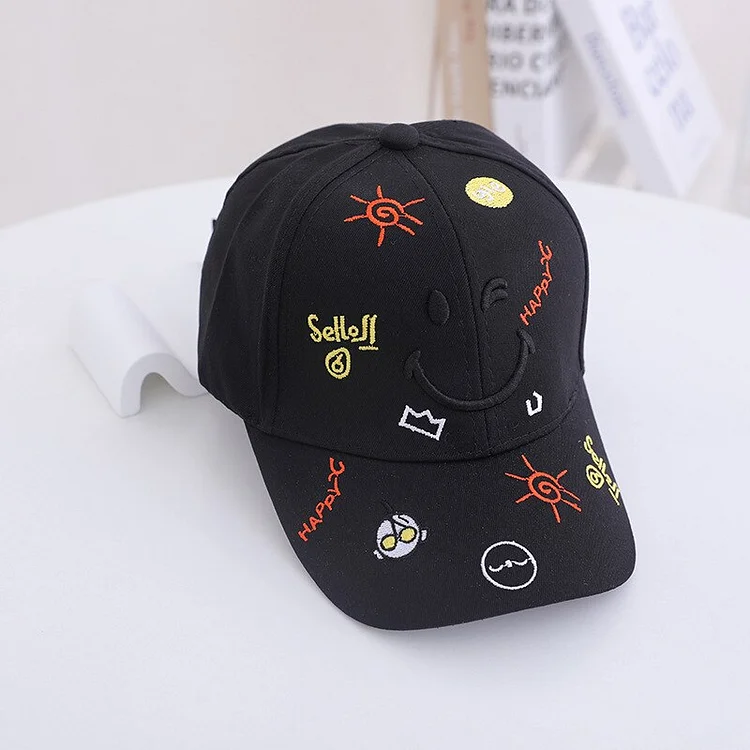 Kids boys casual sports hats Adjustable cotton Baseball cap Girls child Cute cartoon smile embroidery trucker hats caps gorros