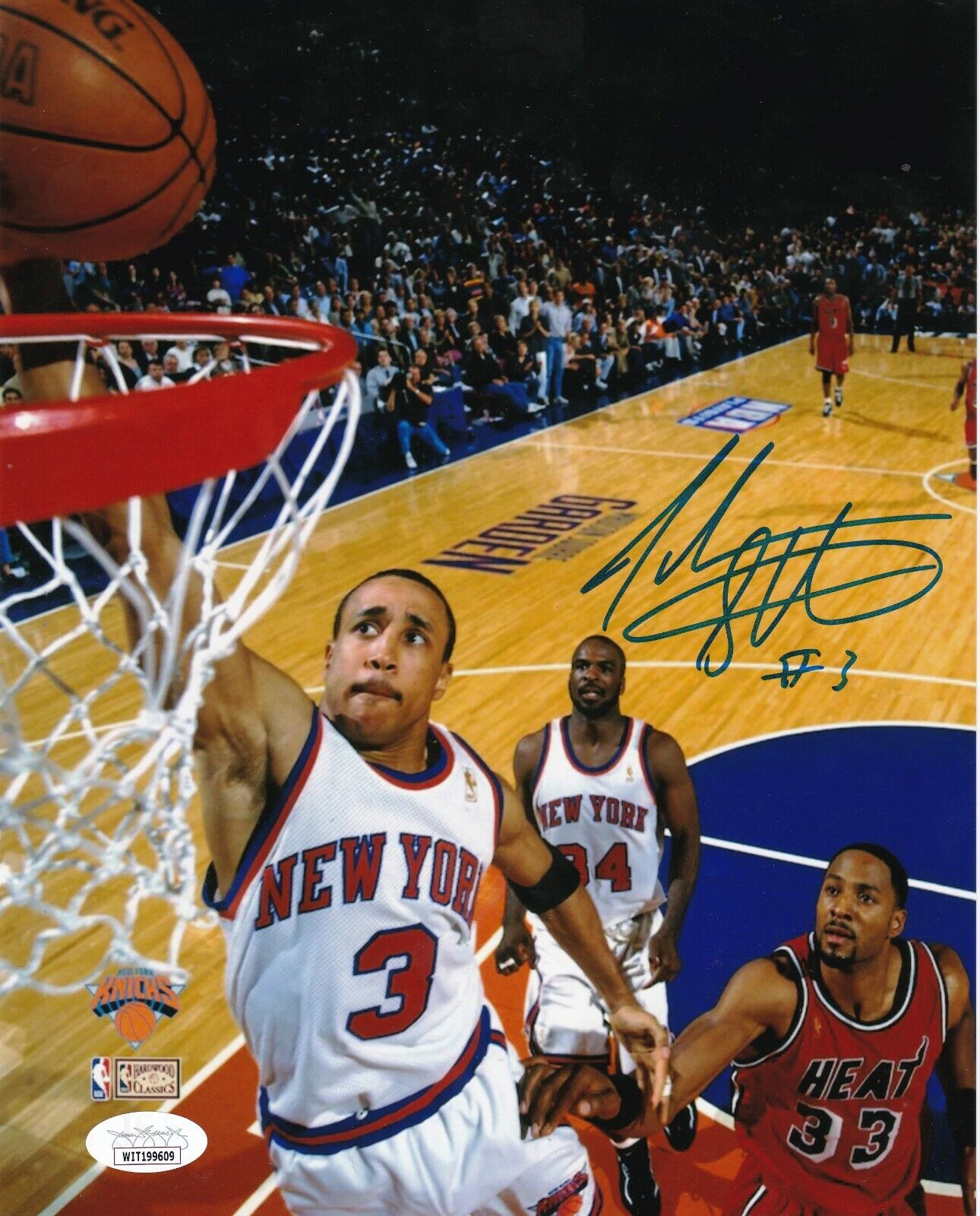 JOHN STARKS NEW YORK KNICKS JSA AUTHENTICATED ACTION SIGNED 8x10