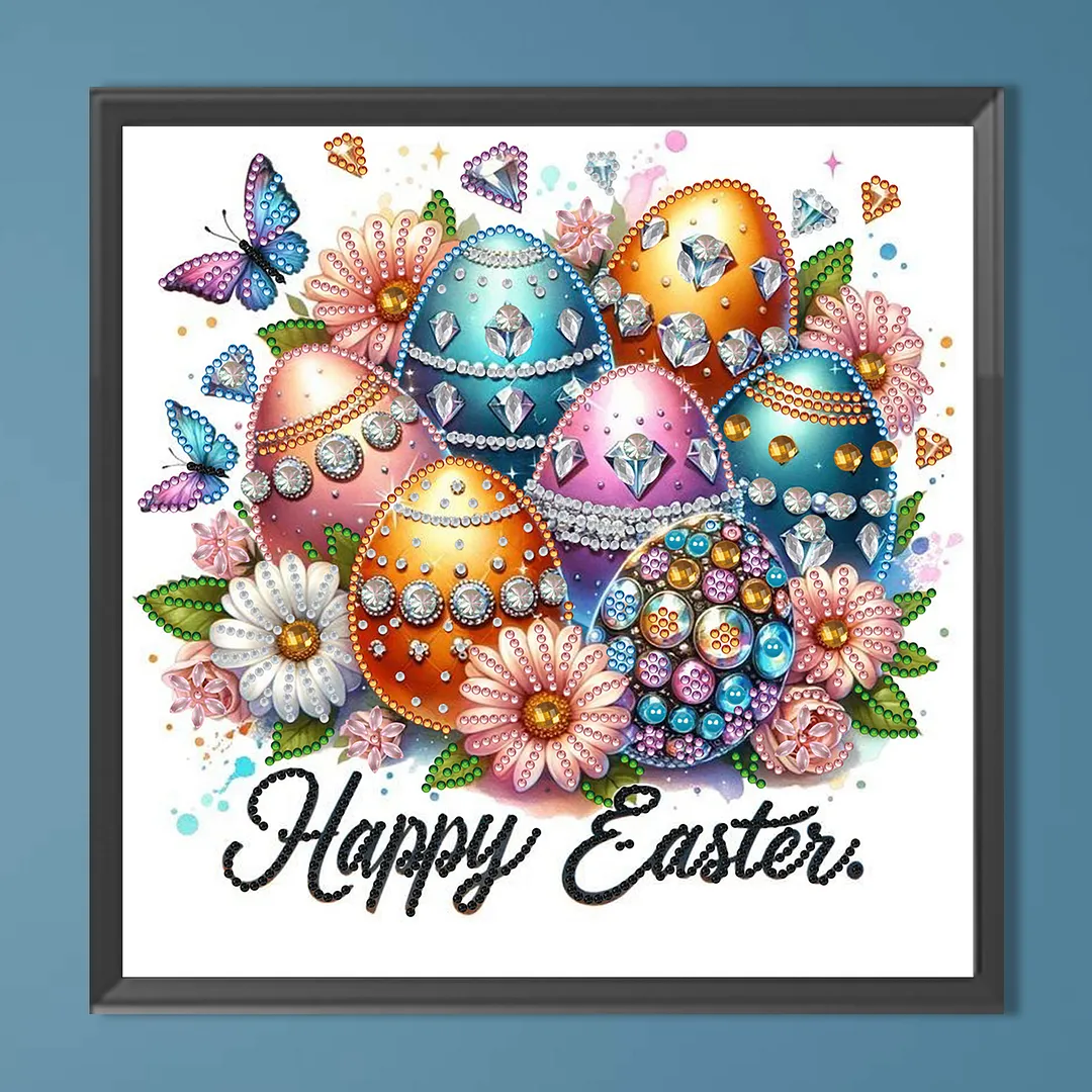 Happy Easter Special Shaped 5D DIY Partial Drill Diamond Painting Kits for Adults Beginners Home Decor Diamonds Dots Gem Art Kits 11.81x11.81inch