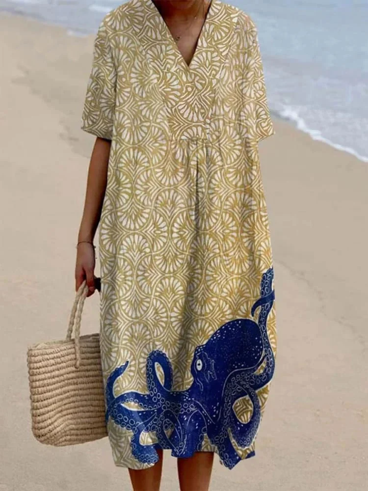 Women's  Octopus  Art Print  Casual Dress