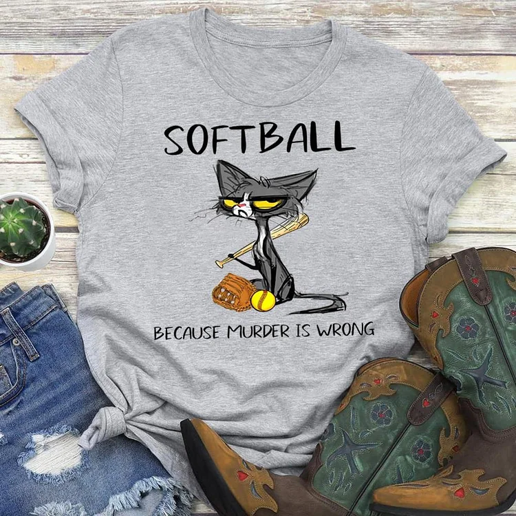 AL™ softball cat T-shirt Tee - 01423-Annaletters