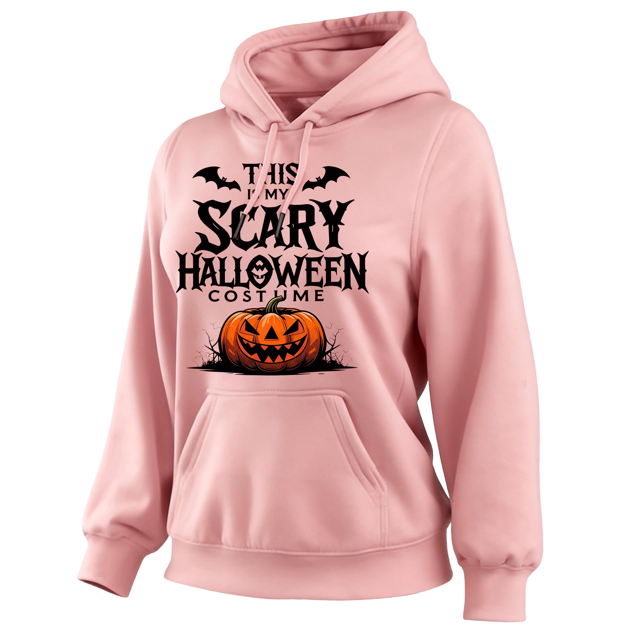Women's Vintage Halloween Funny Pumpkin Costume Print Pocket Long-Sleeve Hoodie