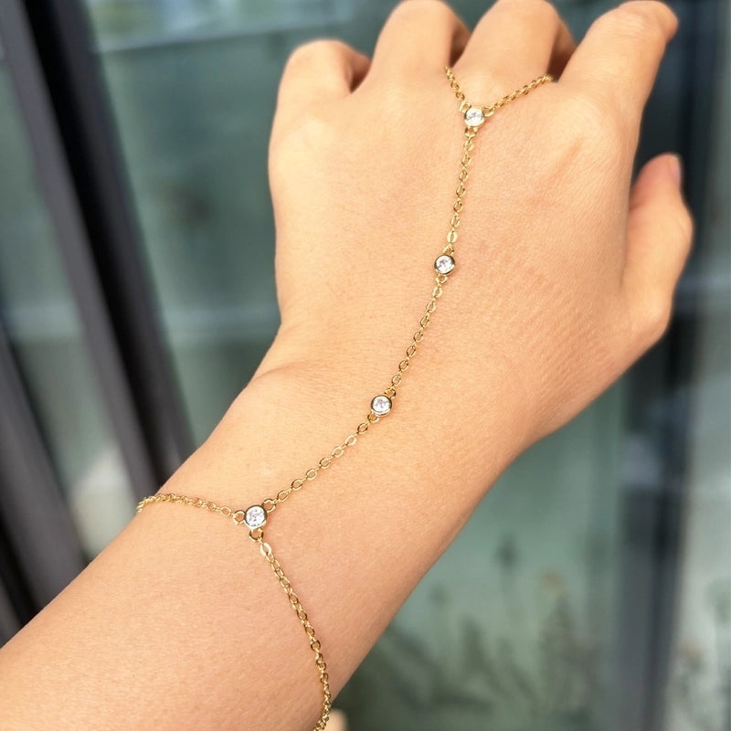 Cute Sweet Minimalist Splicing Copper Zircon 18K Gold Plated White Gold Plated Bracelets