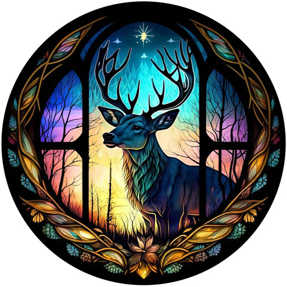 Diamond Painting - Full Square Drill - Stained Glass Deer(40*40cm)