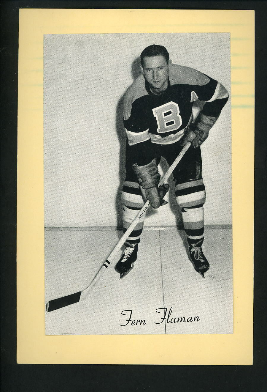 # 20 Fern Flaman 1944-63 Beehive Group 2 Photo Poster paintings Boston Bruins writing on back