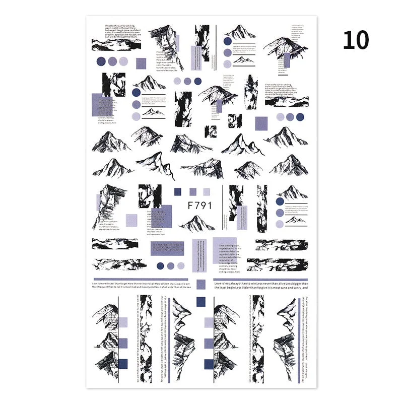 Ripple Marble Blooms Stickers For Nails Manicures Japanese Color Stitching Design Nails Art Stickers Adhesive Tape Decoration